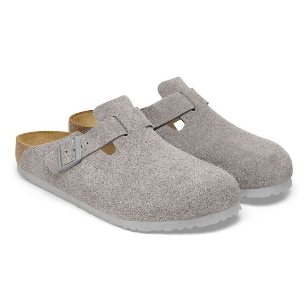 BIRKENSTOCK BOSTON SUEDE CLOGS IN STONE COIN 36 EU 5 US NARROW - Picture 2 of 9